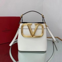 Valentino Supervee Top Handle Bag In White Calfskin 734