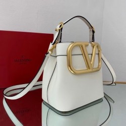 Valentino Supervee Top Handle Bag In White Calfskin 734