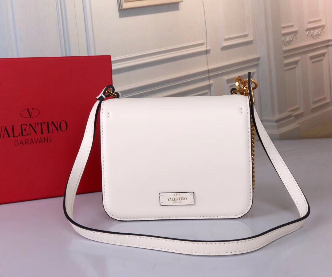 Valentino Small Vsling Shoulder Bag In White Calfskin 477