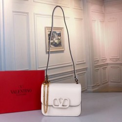 Valentino Small Vsling Shoulder Bag In White Calfskin 477