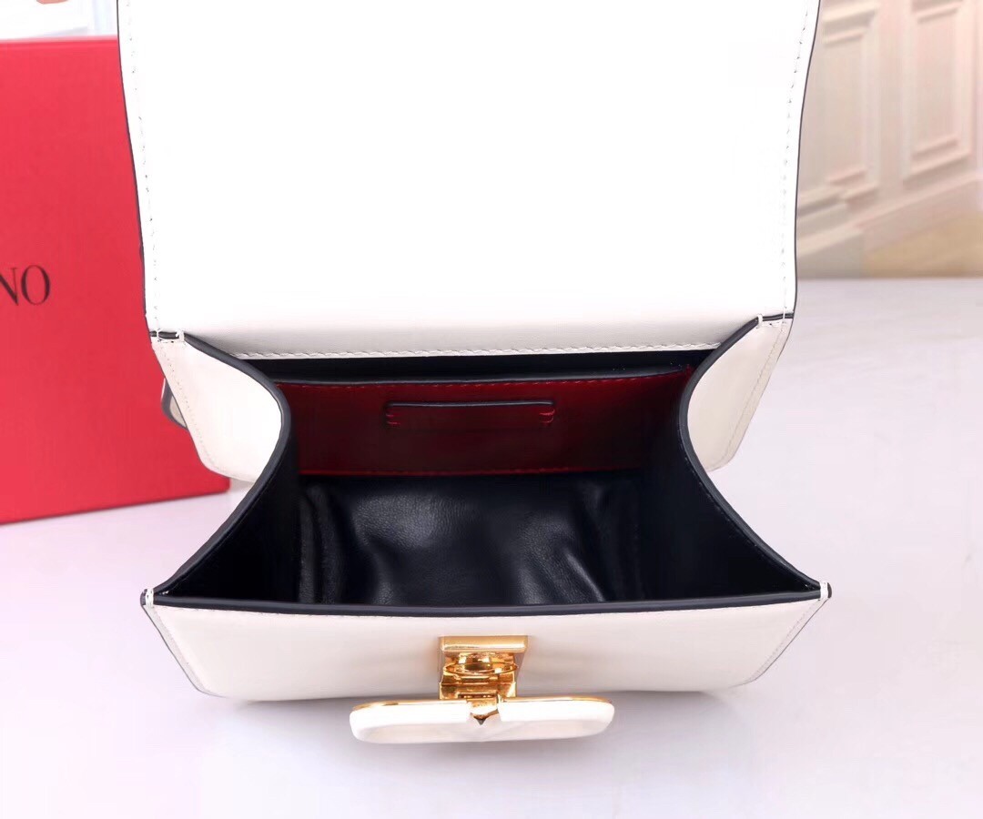 Valentino Small Vsling Shoulder Bag In White Calfskin 477