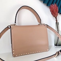 Valentino Rockstud Crossbody Bag In Nude Calfskin  048