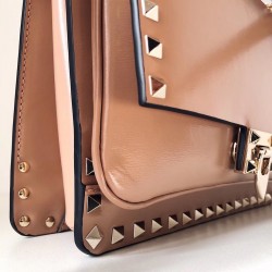 Valentino Rockstud Crossbody Bag In Nude Calfskin  048