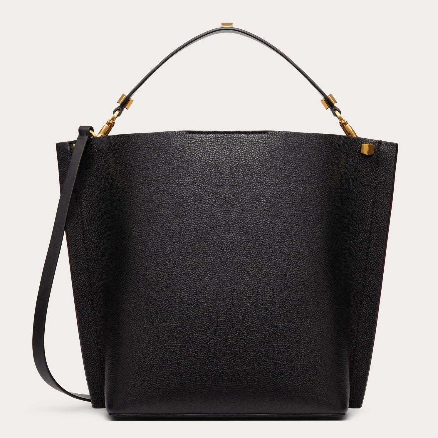 Valentino Escape Hobo Bag In Black Grained Calfskin 084