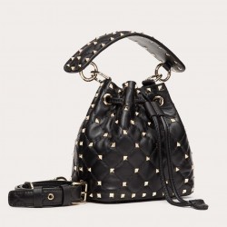 Valentino Mini Rockstud Spike Bucket Black Bag 541