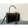 Valentino Rockstud Alcove Box Bag In Black Calfskin 745