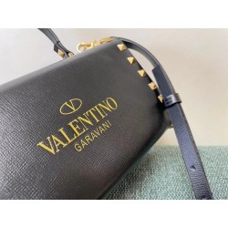 Valentino Rockstud Alcove Box Bag In Black Calfskin 745