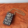 Valentino Loco Phone Case in Black Toile Iconographe with Chain 779