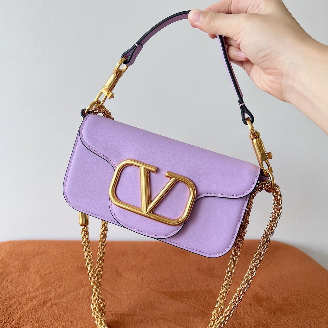 Valentino Small Loco Shoulder Bag in Wisteria Calfskin 730