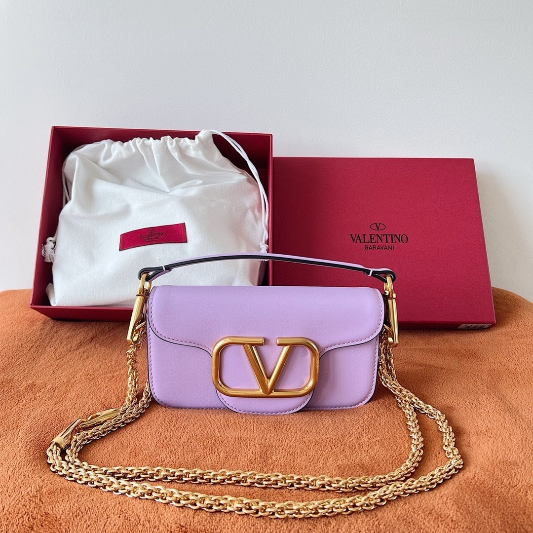 Valentino Small Loco Shoulder Bag in Wisteria Calfskin 730