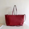 Valentino Rockstud Large Shopping Bag In Red Leather 584