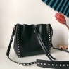 Valentino Small Rockstud Bucket Bag In Black Grained Calfskin 609