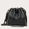 Valentino Small Rockstud Bucket Bag In Black Grained Calfskin 609