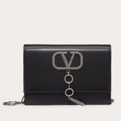 Valentino Vcase Black Chain Bag With Swarovski Crystals 635