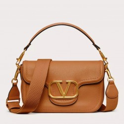 Valentino Alltime Shoulder Bag in Brown Grained Leather 465