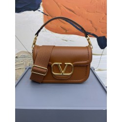 Valentino Alltime Shoulder Bag in Brown Grained Leather 465