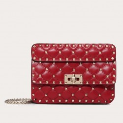 Valentino Rockstud Spike Small Bag In Red Lambskin 488