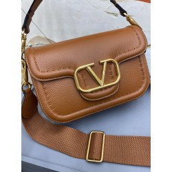 Valentino Alltime Shoulder Bag in Brown Grained Leather 465