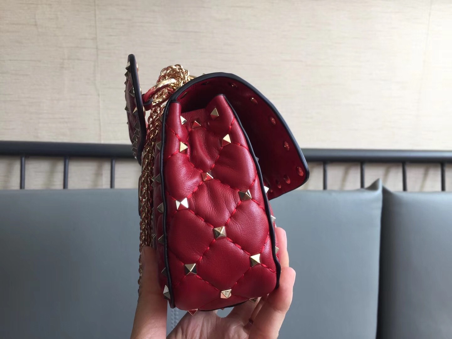 Valentino Rockstud Spike Small Bag In Red Lambskin 488