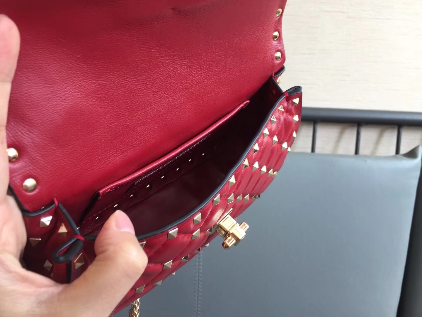 Valentino Rockstud Spike Small Bag In Red Lambskin 488