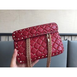 Valentino Rockstud Spike Small Bag In Red Lambskin 488