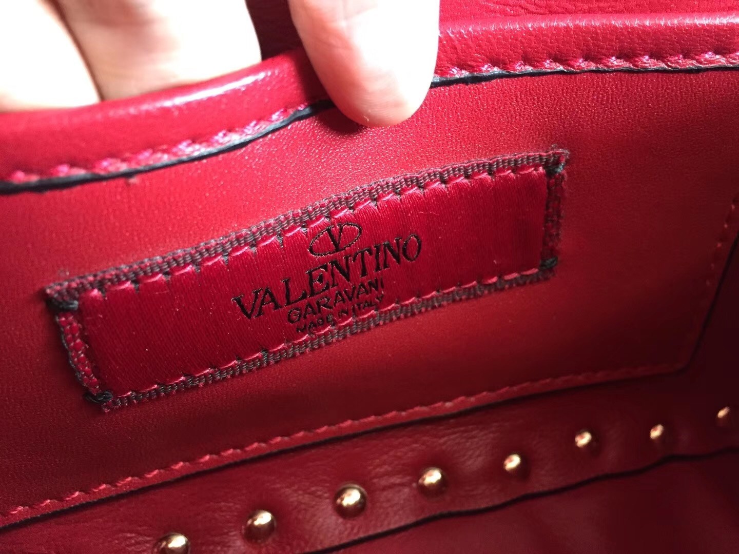 Valentino Rockstud Spike Small Bag In Red Lambskin 488