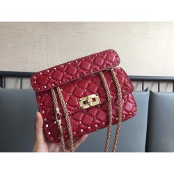 Valentino Rockstud Spike Small Bag In Red Lambskin 488