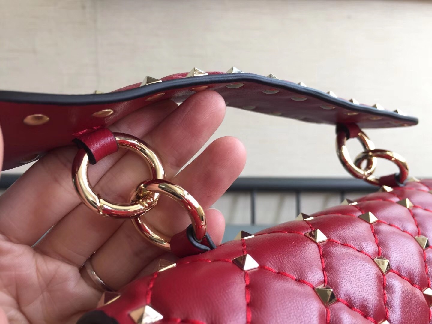 Valentino Rockstud Spike Small Bag In Red Lambskin 488