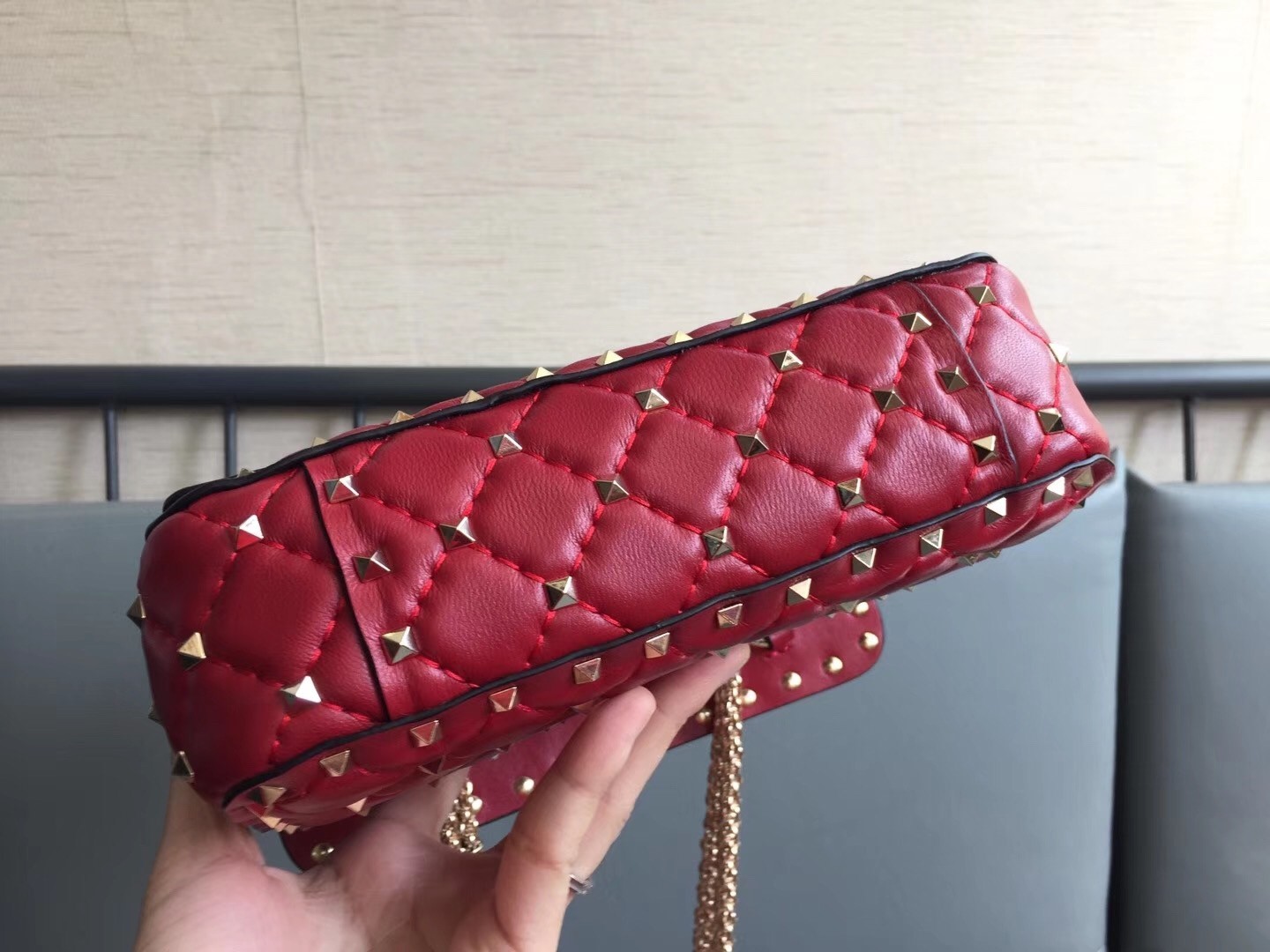 Valentino Rockstud Spike Small Bag In Red Lambskin 488