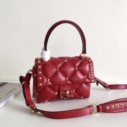 Valentino Candystud Mini Handbag In Red Lambskin 523