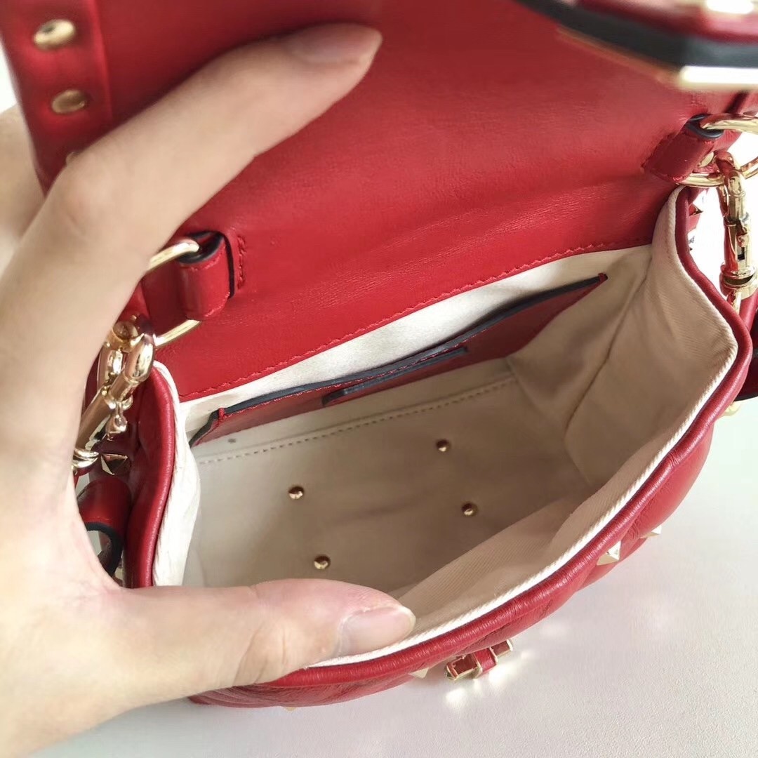 Valentino Candystud Mini Handbag In Red Lambskin 523