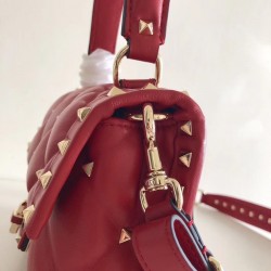 Valentino Candystud Mini Handbag In Red Lambskin 523