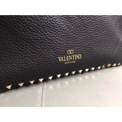 Valentino Black Rockstud Medium Reversible Tote 492