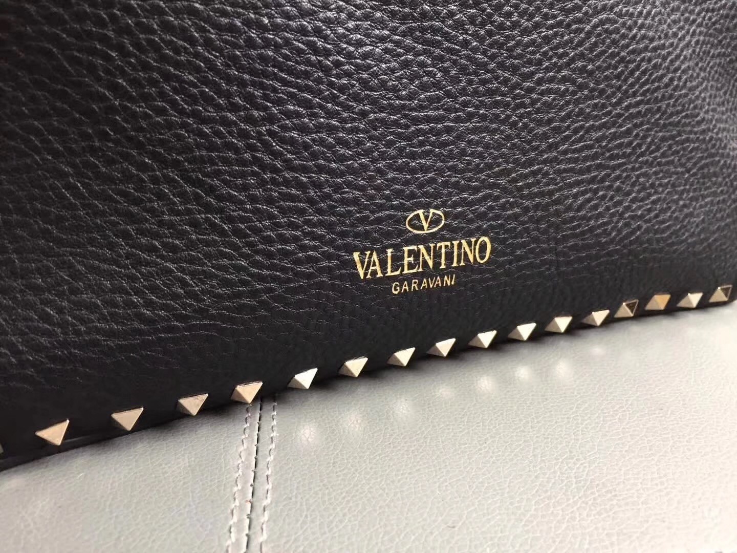 Valentino Black Rockstud Medium Reversible Tote 492