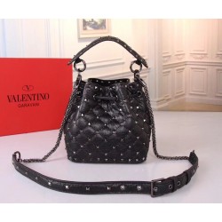 Valentino Small Black Rockstud Spike Bucket Bag 531