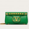 Valentino Stud Sign Shoulder Bag In Green Nappa Leather 088