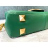 Valentino Stud Sign Shoulder Bag In Green Nappa Leather 088