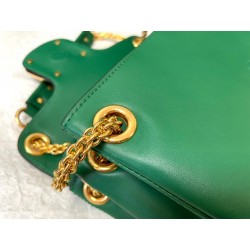 Valentino Stud Sign Shoulder Bag In Green Nappa Leather 088