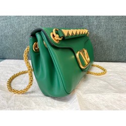 Valentino Stud Sign Shoulder Bag In Green Nappa Leather 088