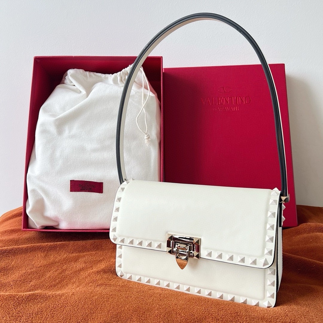 Valentino Rockstud23 Shoulder Bag in White Calfskin 138