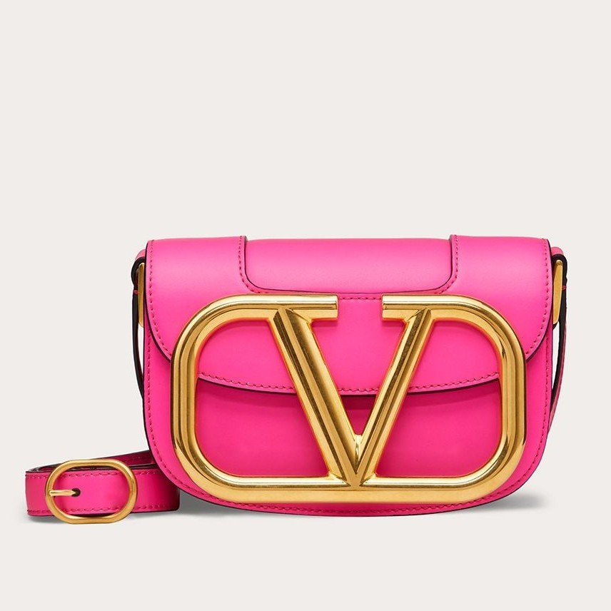 Valentino Small Supervee Crossbody Bag In Azalea Leather 165