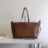 Valentino Rockstud Large Shopping Bag In Brown Leather  217