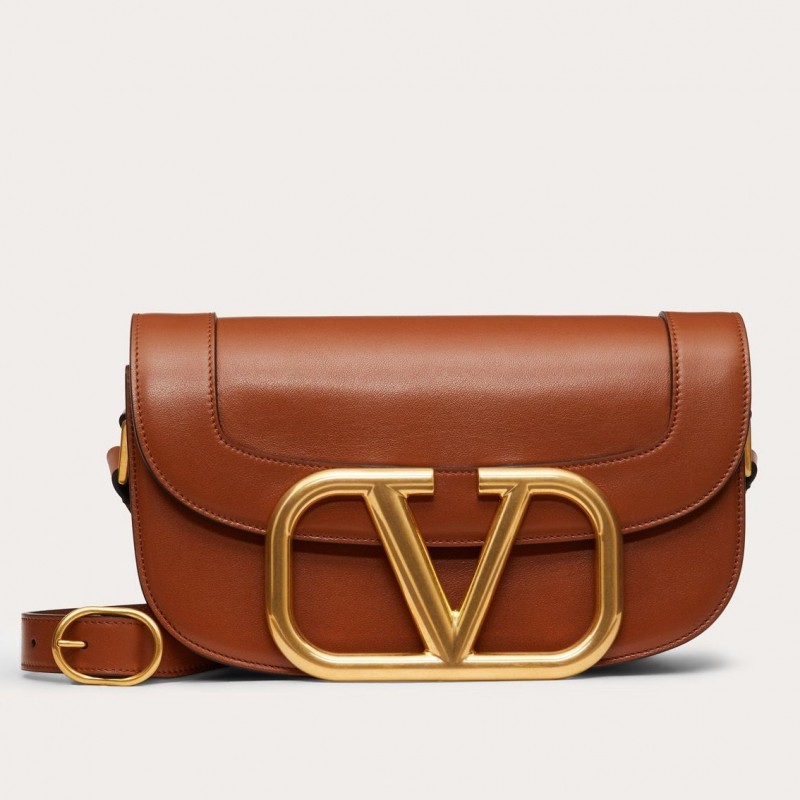 Valentino Supervee Crossbody Bag In Brown Leather 611