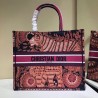 Dior Book Tote Bag In Fuchsia Animals Embroidered Canvas 447