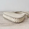 Valentino Rockstud Small Hobo Bag in White Grainy Calfskin 998