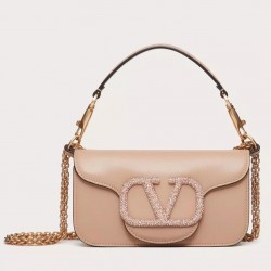 Valentino Small Loco Shoulder Poudre Bag with Crystals Logo 928