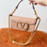 Valentino Small Loco Shoulder Poudre Bag with Crystals Logo 928