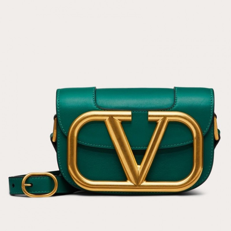 Valentino Small Supervee Crossbody Bag In Green Leather 834