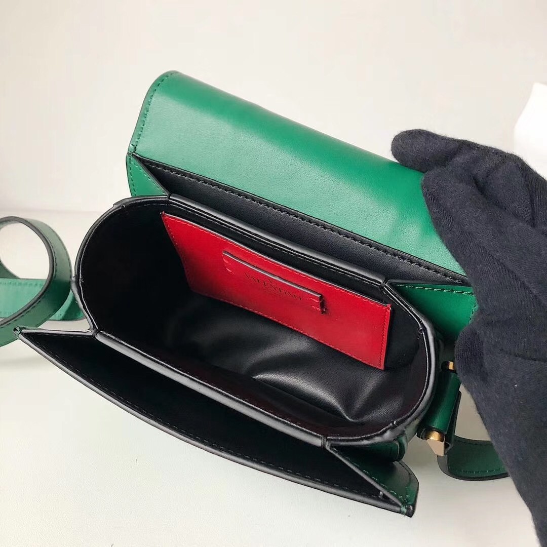 Valentino Small Supervee Crossbody Bag In Green Leather 834