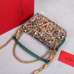 Valentino Small Loco Shoulder Bag with Gold 3D-effect Embroidery 505